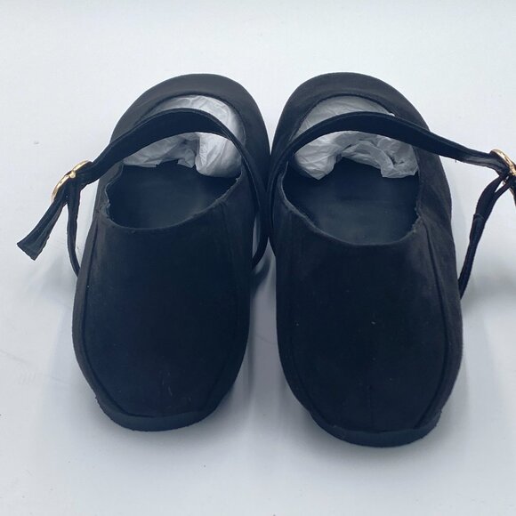 FOWT Black Suede Closed Toe Mary Jane Pumps Round Toe Slip On Ballet Flats Comfy - Picture 4 of 7